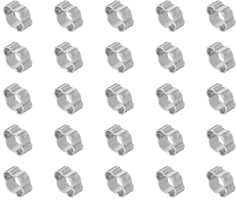 PATIKIL 25 Pack Collier À Double Oreille 3-5mm Ton Argenté | Anneaux De Serrage O, Acier Inoxydable 304 Pour Raccord De Tuyau À Carburant Essence