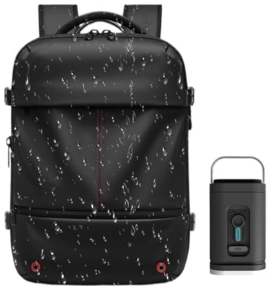 Reiserucksack mit Vakuumsystem, 48 l, großes Fassungsvermögen, erweiterbarer Reiserucksack, Laptop-Tasche für Geschäftsreisen, Ranch, Übernachtung, Abenteuer, Dringlichkeit, Schwarz , Refer to