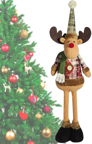 Penlimly Decorazioni Natalizie con Pupazzo di Neve, Figura in Piedi di Babbo Natale | Pupazzo di Neve di Natale con Gambe allungabili Decorazione Pupazzo di | Figura in Piedi del di