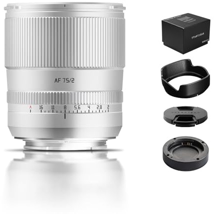 TTArtisan AF 75mm F2 Lens for Snoy E-Mount Silver, Full Frame Portrait Lenses A7II A7III A7IV A7RIII A7RIV A7RV A7SII A7SIII A7C A9 A9II A1 A6000 A6100 A6400 A6600 NEX-7 NEX-5T (E, Silver)