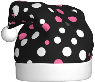 JIUTY Schwarze Weihnachtsmütze mit Punktemuster, Unisex, für Weihnachten, Kopfbedeckung, dicke Weihnachtsmütze, Bühne, Halloween, Gemeinschaft