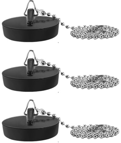 3 Pezzi Tappi di Scarico Tappi per Lavello con Catena da 40cm Tappi in Gomma per Lavandino Vasca da Bagno Tappo