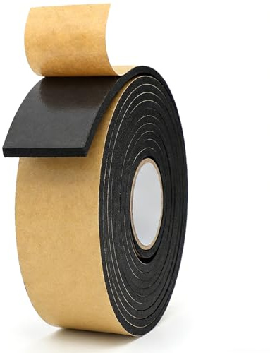 Ruban en mousse autocollant en caoutchouc mousse EVA - 50 mm (l) x 3 mm (D) x 10 m (L) - Ruban d'étanchéité noir - Amortissement des vibrations, protection contre les chocs, isolation acoustique