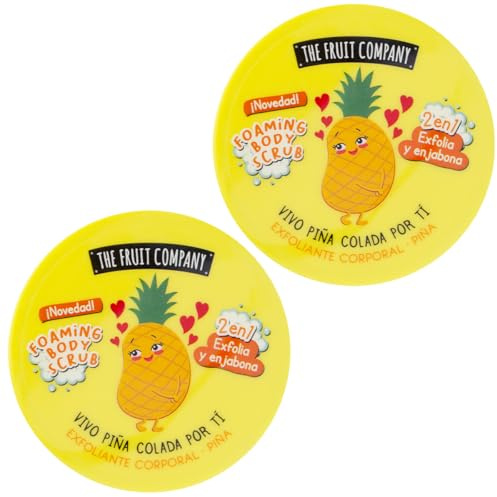 The Fruit Company Exfoliante Corporal 2 en 1 Pack 2 x 400 g – Aromas Frutales (Melón, Piña, Sandía o Fresa) – Exfolia, Renueva y Suaviza la Piel – Textura Gel Cremosa (PIÑA)