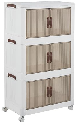 BURAKH 3 Tier Rolling Storage Trolley Utility Cart Cabinet – Home & Office Organizer Rack with Wheels for Kitchen, Bathroom, Bedroom & Space Saving Multi Purpose Storage