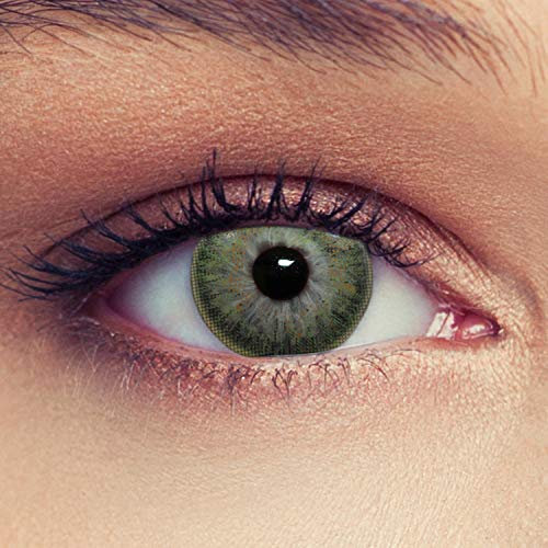 Designlenses, lentilles de couleur vert sans correction (0,00 dioptries), naturelles colorées, 30 jours d'utilisation, 1 paire (2 pièces) (Vert)