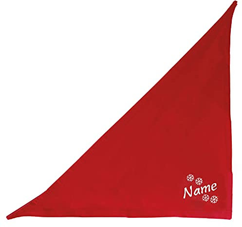 Besticktes Weihnachts 65 cm in Rot Hundehalstuch mit Schneeflocken Plus Namen des Hundes
