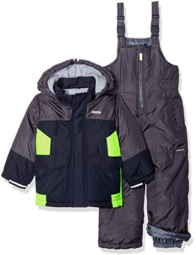 OshKosh B'Gosh Boys' Little Ski Jacket and Snowbib Snowsuit Set, Heather/Navy/Galactive Green, 7