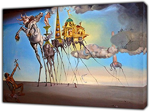 ARTSPRINTS The Temptation of ST Anthony von Salvador Dali, Nachdruck auf Holzrahmen, 61 x 40,6 cm, 18 mm Tiefe