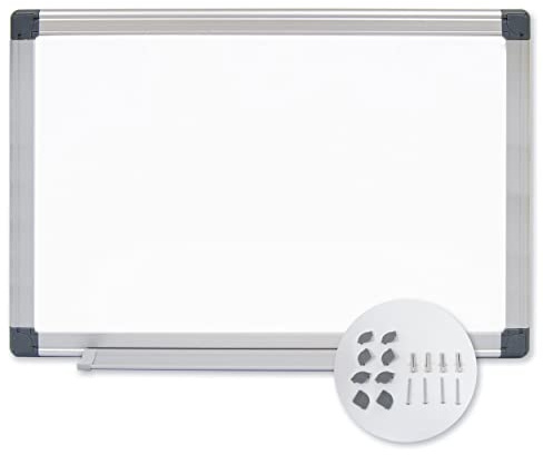 OFITURIA ® Magnettafel weiß lackiert mit Rahmen aus robustem Aluminium, leicht zu reinigen, trocken 600x450 mm