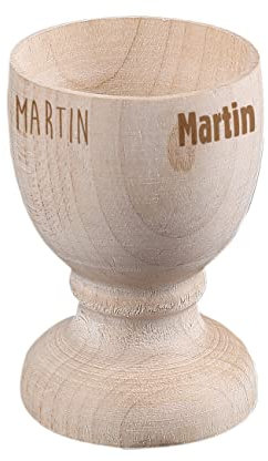 Herz & Heim® Eierbecher aus Holz mit Gratis Gravur des Namens zu Ostern oder für das beliebte Frühstücksei zu Hause Wunschname - verschiedene Schriftarten