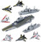 deAO Modell Militär Marine Schiff Flugzeugträger Spielzeug Spielset mit kleinen Modell Flugzeuge, Schlachtschiff und Versorgungsschiff