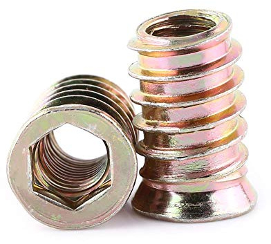 20 st gängade insatsmuttrar, Zinkpläterade sexkantiga träinsatser i trä för trämöbler sortiment (M10 x 25mm)