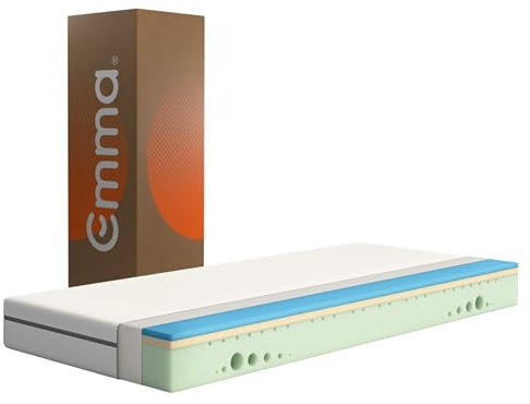 Emma Matelas One | 90 x 190 cm | Hauteur 18 cm | Confort Ferme Médium | Mousse à Mémoire de Forme & Airgocell® | Housse Respirante UltraDry™ | Soutien Ergonomique | Conçu en Allemagne