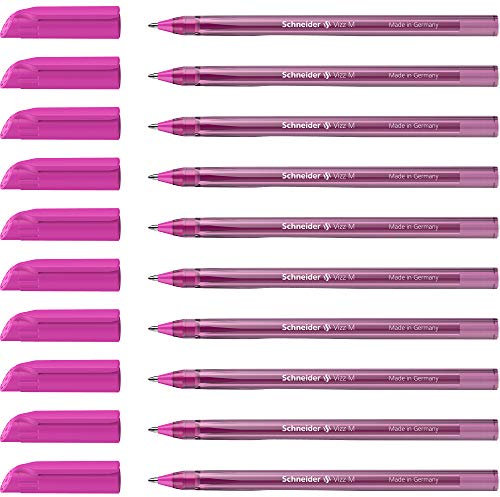 Schneider 102209 Vizz Kugelschreiber (für leichtes und schnelles Schreiben, Schaft in Schreibfarbe, Strichbreite M) 10 Stück, Pink