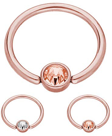 Treuheld® | Rosegoldener Klemmkugelring mit flachem Kristall
