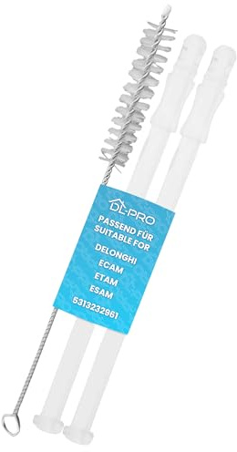 DL-pro Lot de 2 tuyaux d'aspiration de lait transparents de 15,6 cm pour machine à café DeLonghi ECAM ETAM ESAM 5313232961 - Avec brosse de nettoyage