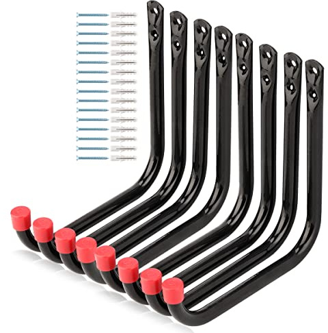 Naikozmo 8 Pack Heavy Duty Garage Storage Utility Hooks, 6.7Inch Wall Hangers Ladder Hooks for Garden Tool, Bike, Chair, Hose, Outdoor or Indoor 6.7 x 6.7 x 0.5 inches