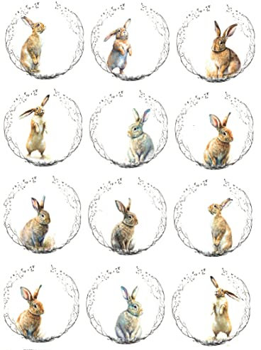 Josys Bastelmärchen Reispapier A4 Strohseide Decoupage Ostern Kranz Osterhase Zweige Blätter RE0794
