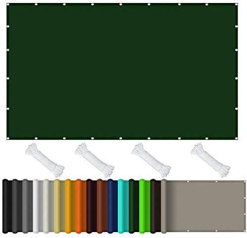 Sonnensegel Sonnenschutz Sonnendach Wasserdicht 2 x 4.5 m, Segeltuch Pergola 98% UV Schutz Mit Ösen Und Kordel für Balkon Garten, mit Ösen und Befestigungsseile, Dunkelgrün