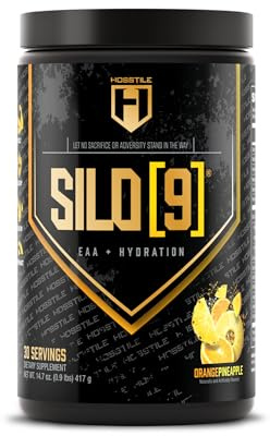 HOSSTILE SILO[9] EAA + Hydration Powder – Essential Amino Acids with Electrolytes, EAA BCAA Intra Workout Powder & Post Workout Recovery, Orange Pineapple, 30 Servings