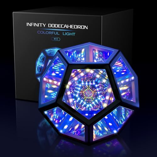 MITO Infinity Mirror Light Infinite Dodecahedron Color Art Light for Gaming Room Decor 3D Hyper Cube RGBW Color Changing Night Lighting for Computer Gaming Desk Birthday Christmas Gift