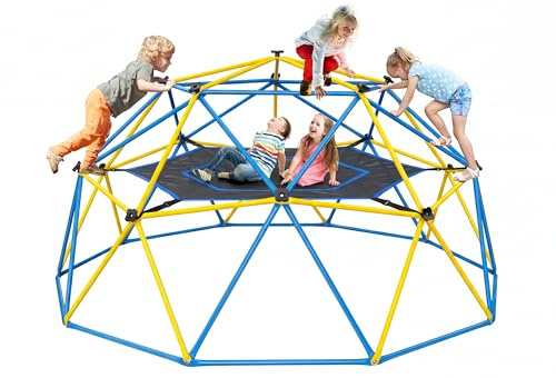 Hapfan 10ft Climbing Dome with Hammock, Jungle Gym for Kids Outdoor Backyard 3-8, 8-12, Rust-Resistant Monkey Bars Playset, ASTM Approved