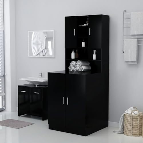 prissent Mobile per Lavatrice Nero 71x71,5x91,5 cm Mobile Lavatrice Salvaspazio Mobiletto Bagno Salvaspazio Lavanderia Mobili Mobiletto Lavatrice Adatto Per Bagni o Lavanderia