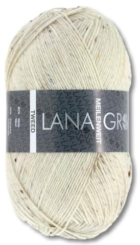 Frida's Wollhaus Lana Grossa 100 g Meilenweit 100 Tweed Sockenwolle Stricken Garn 20 Farben (106 | Natur meliert)