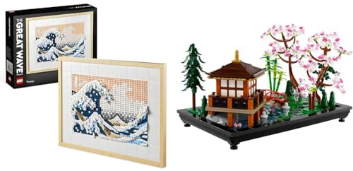 LEGO 31208 Art Hokusai – La Grande Vague, Set de Décoration Murale Japonaise & 10315 Icons Le Jardin Paisible, Kit de Jardinage Botanique Zen pour Adultes avec Fleurs de Lotus,Cadeau Personnalisable