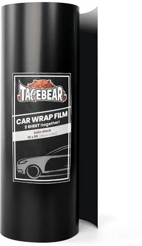 TAPEBEAR Autofolie Schwarz Seidenmatt 2 Blätter x 30cm x 150cm, Vinyl Selbstklebend Vinyl-Autofolie Autoaufkleber, Blasenfrei Lackschutzfolien für Auto und Motorrad DIY Laptops