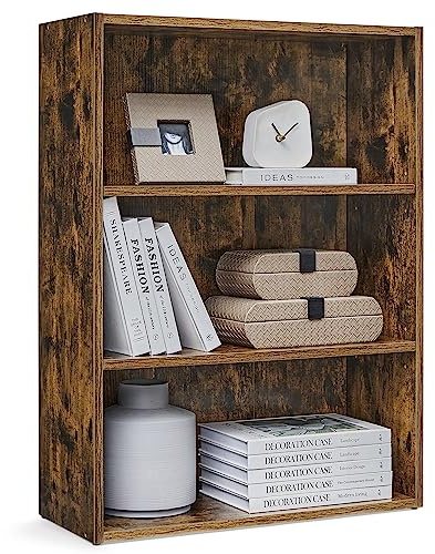 VASAGLE Bücherregal 3 Ebenen, Standregal, Aufbewahrungsregal, verstellbare Einlegeböden, für Wohnzimmer, Homeoffice, Schlafzimmer, vintagebraun LBC163X01