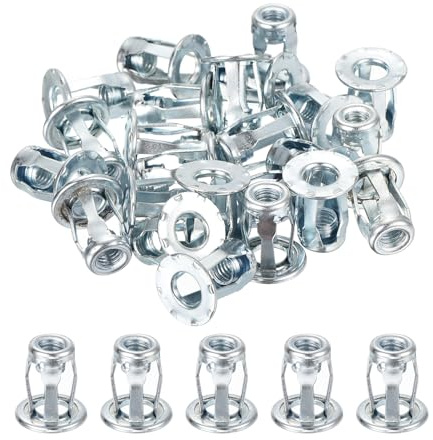sourcing map 25Pcs Multi-Grip Rivet Jack Nut, M6-1.0 Petal Carbon Steel Thread Zinc Finish Blind for Plastic Pressboard Hardboard Anchors Door cladding Aluminium Steel Pipe
