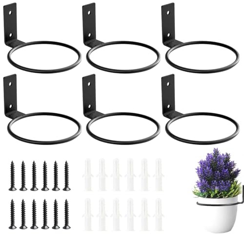 Neiteli Wall Plant Holder,4 Inch Wall Mounted Plant Holder,Plant Wall Mount,Plant Pot Holder,Wall Planters for Indoor Plants (6 Pack)