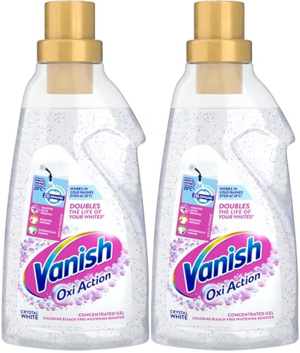 Vanish Oxi Action Fabric Stain Remover and Whitener Gel Whites, 750ml, Pack of 2, 2 x 750ml