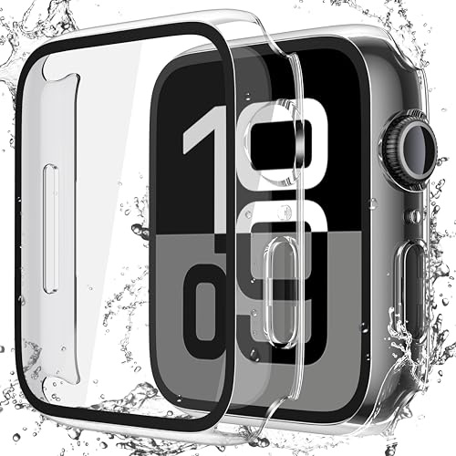Misxi wasserdichte Schutzhülle für 46mm Apple Watch Series 11/10 | 2 Stück Hard-PC Hülle, Gehärteter Glas Displayschutz, Stoßfeste Vollschutz und Kratzern, Ultradünn, Transparent