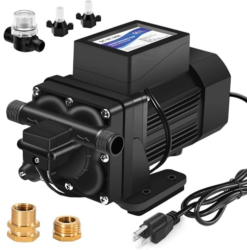 DC HOUSE Continuous Duty 110V Brushless Water Pump, 6GPM 55PSI 4-Chamber Heavy Duty Self Priming Diaphragm Pump for Garden Irrigation, Agricultural Spraying, Pressure Washing & Water Transfer