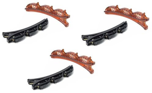 Lot de 6 pinces à cheveux, double couche torsadée pour tresses françaises, accessoires pour cheveux pour demi-ups, queues de cheval, tresses (noir et marron)