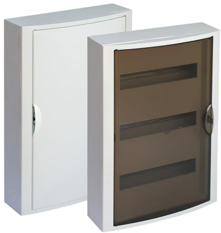 Caja de distribución de superficie, 42 elementos, solera, ideal para instalaciones eléctricas y optimización del espacio.