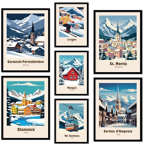 ag.art deco 7-pack Tavlor Svart Ram Väggdekoration Massivt Trämaterial