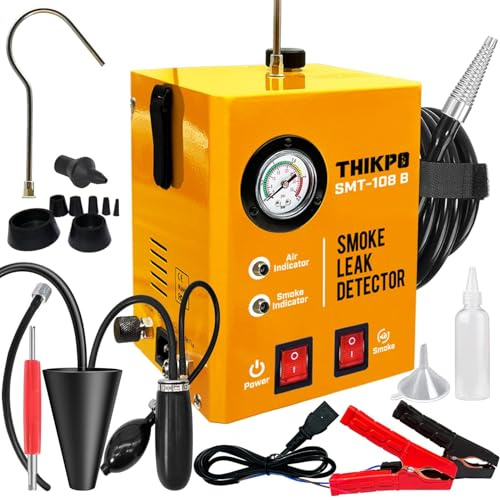 THIKPO Rauchmaschine für Autos mit eingebauter Luftpumpe – Professioneller Lecksucher für EVAP, Vakuum, Kraftstoff- & Rohrleitungssysteme – 12V Diagnosegerät für Fahrzeuge