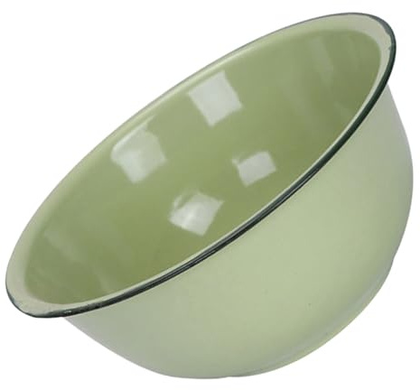 TOPPERFUN Emaillierte Küchenschüssel Vintage 26cm aus Dickwandigem Emaille Stahl Tiefe Salat und Nudelschüssel für Servieren und Aufbewahrung Grün