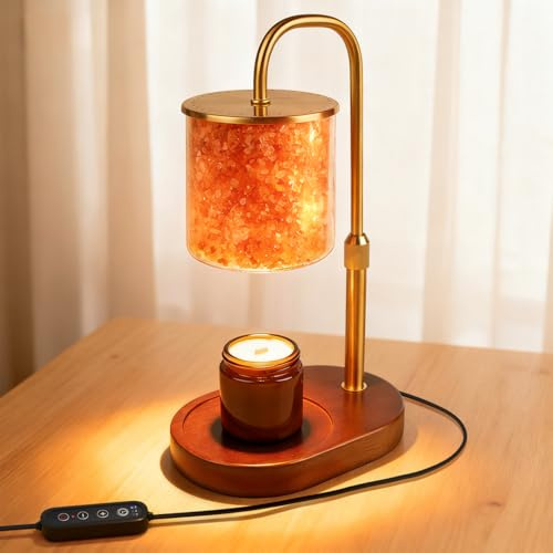 SALUBRITO Candle Warmer Lamp With Dimmer & Timer, Santa Gift For Women, Xmas Himalaya Salt Candle Lamp, Electric Wax Melter, Adjustable Height, Jar Candle Wax Warmer For Candle With 2 Bulb
