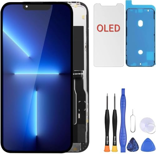 ZOETEC Remplacement d'écran OLED souple pour iPhone 13 Pro (PAS LCD) 6,1'' Affichage Full HD COF Écran tactile numériseur Cadre d'assemblage avec kits d'outils de réparation, adhésif étanche, verre