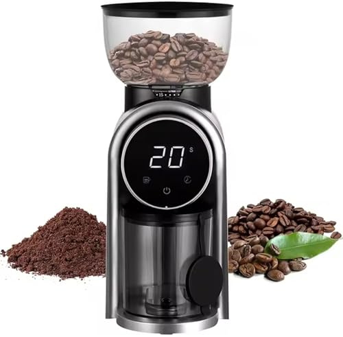 HTDRE Molinillo de café eléctrico con 25 Niveles de molienda para Espresso, depósito de 250 g de Granos y Pantalla Inteligente para Uso doméstico y de Oficina.