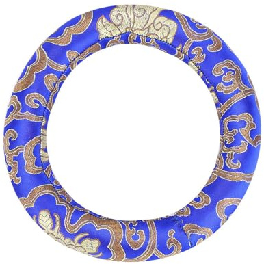 Oytrui Coussin de Bol Chantant de Méditation en Brocart de Soie de 18 Cm, Oreiller Rond avec Broderie en Soie, pour Bols Chantants de 7 à 10 Pouces de Diamètre (Bleue)