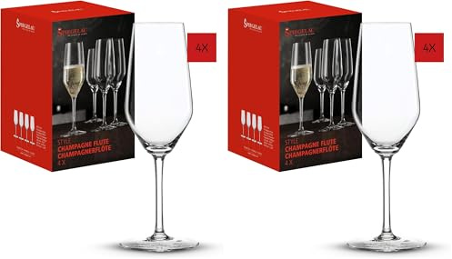 Spiegelau Imperial 4670187 15,2 x 15,2 x 23.4 cm Estilo Flauta de champán de Cristal, Juego de 4, Transparente (Paquete de 2)