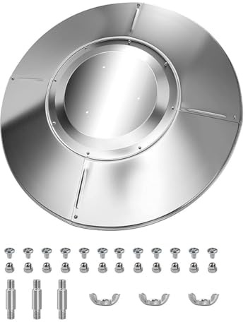Lawnoval Bouclier réflecteur pour chauffage de terrasse, couverture thermique en aluminium, chauffage au gaz en forme de parapluie, argenté 4 + 1 avec entretoise