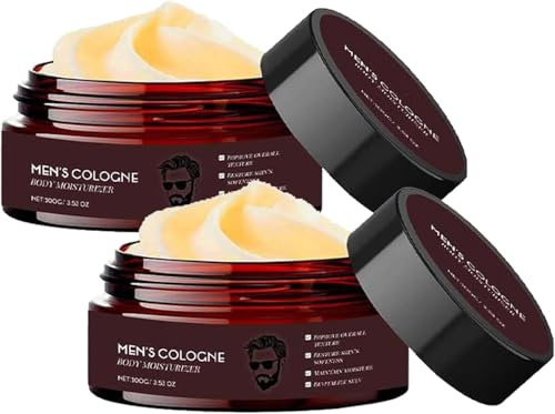 Körperbutter für Männer mit Duft, Feuchtigkeitscreme mit Kölnischwasser-Duft, Tiefenpflegende Feuchtigkeitslotion, Hautstraffende Lotion, Zieht schnell ein & Nicht fettend