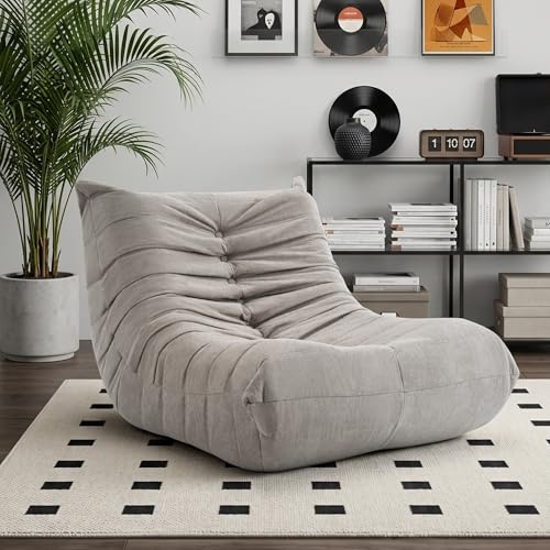 XH.Easy Go Bean Bag Chair for Adults, Togo Lounge Chair with Memory Foam Filling, Giant Bean Bag Sofa, Boneless Floor Chair for Living Room, Bedroom & Gaming Room, Grey